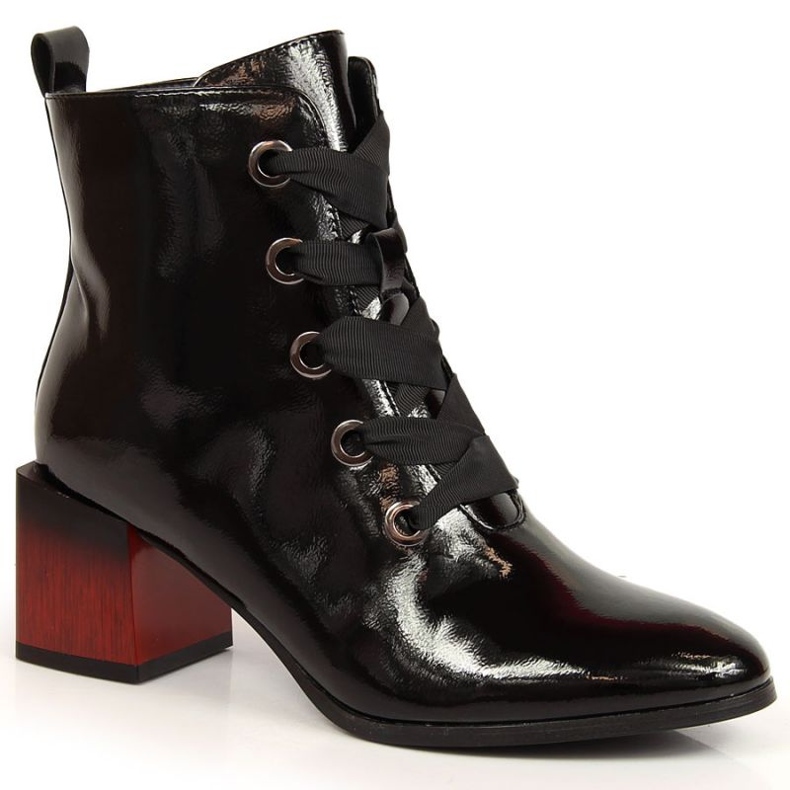 Izolirane čizme lakirane s ukrasnom petom Potocki W WOL99 crno