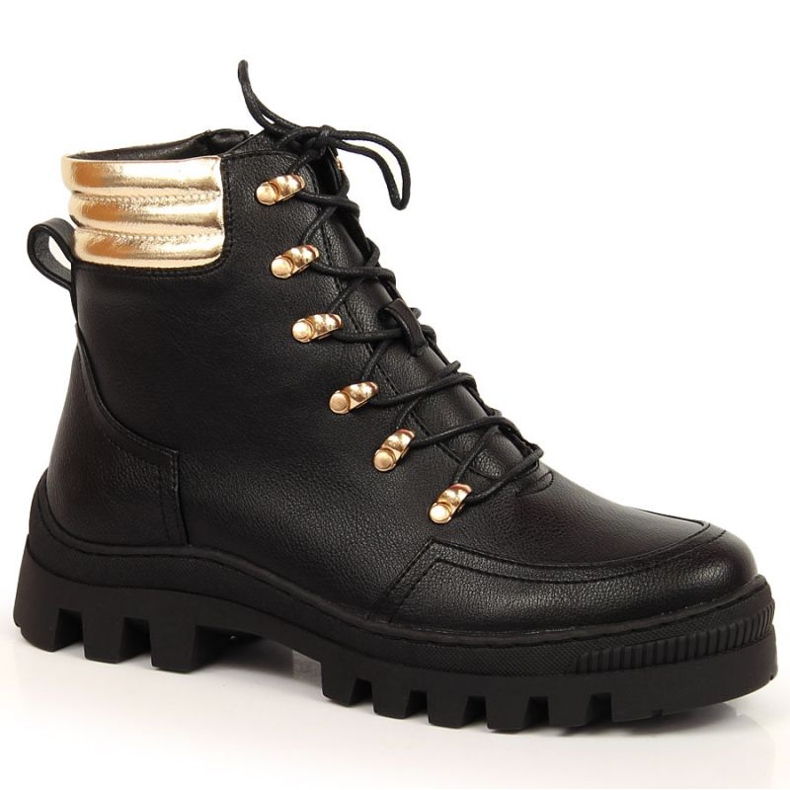 Traperi crne platforme Potocki W WOL103A crno zlatna