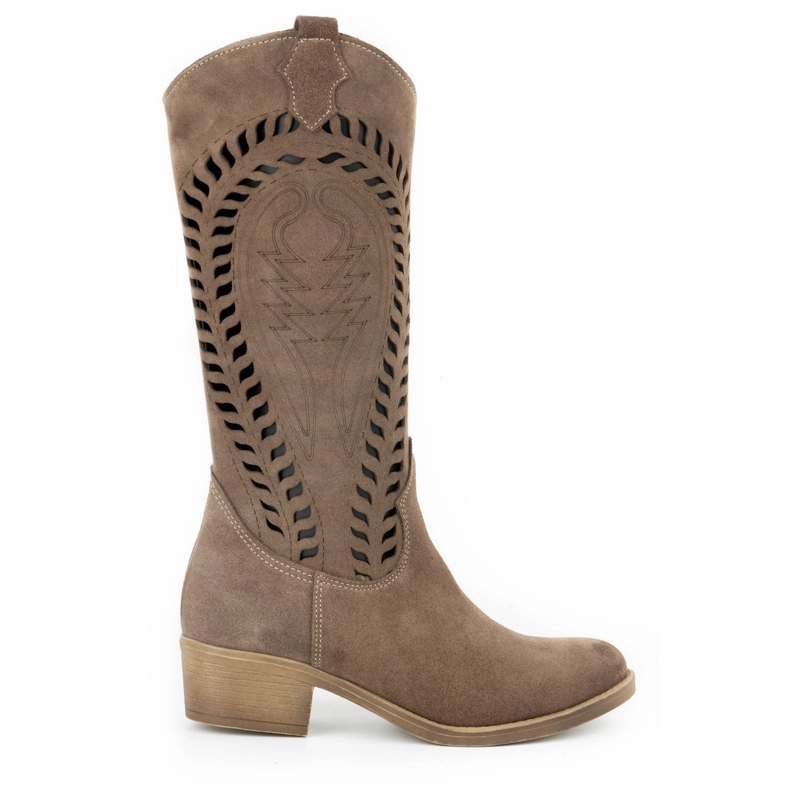 Olivier Ženske kožne otvorene čizme Carla smeđe smeđa