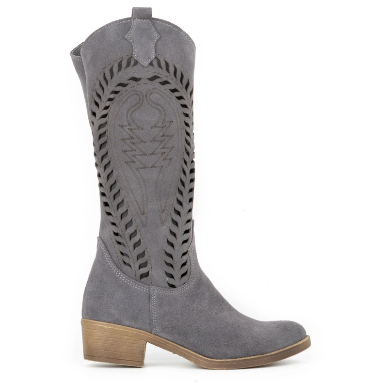 Olivier Ženske ažur kožne čizme Carla sive siva