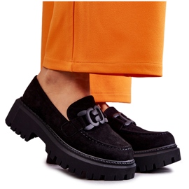 FB2 Ženske broge od brušene kože s crnim Leeza ukrasom crna