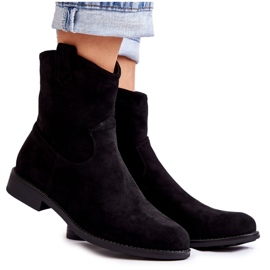 S.Barski Ženske čizme s ravnom petom od brušene kože crne Fiorenz crna