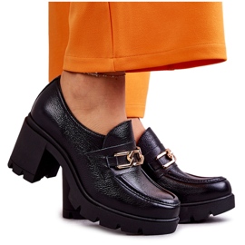 Kožne cipele na stupu sa zlatnim ornamentom crna Mikeyla