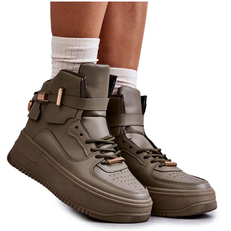 Ženska visoka topla sportska obuća Lexa Green kaki zelena