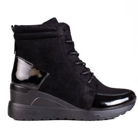 Vinceza Sportske ženske čizme na vezanje na klinu Shelovet crna