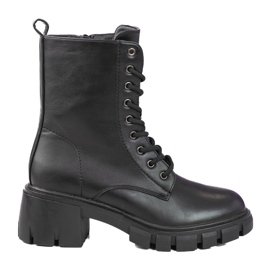 Klasične crne Shelovet čizme na vezanje s visokom petom crna