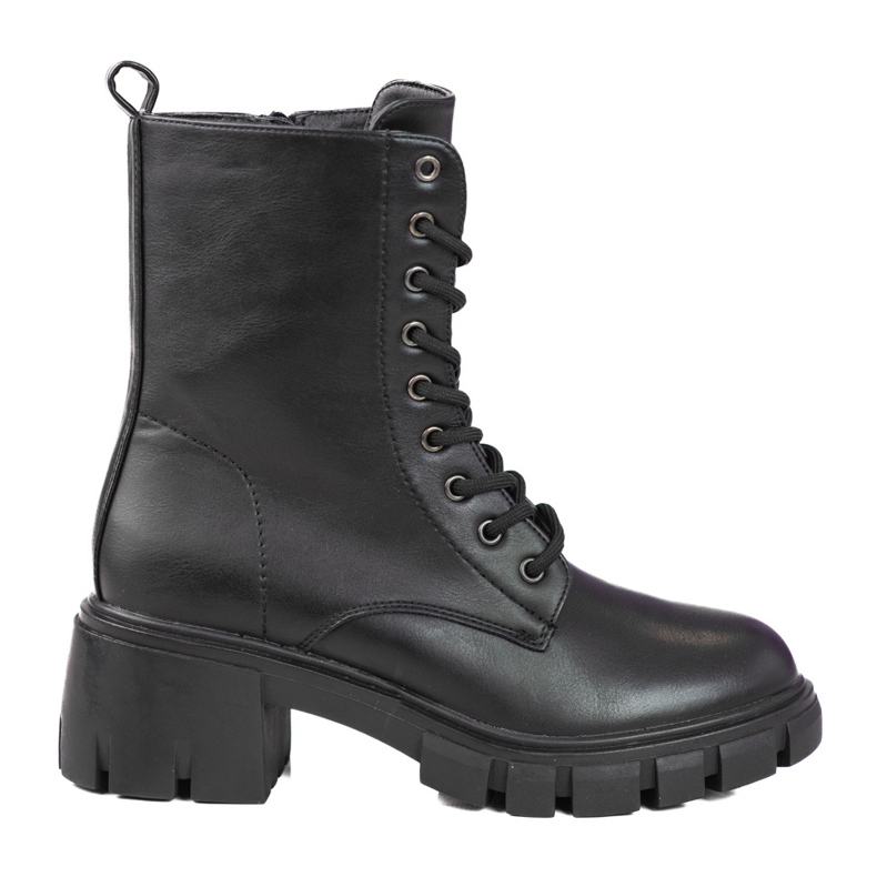 Klasične crne Shelovet čizme na vezanje s visokom petom crno