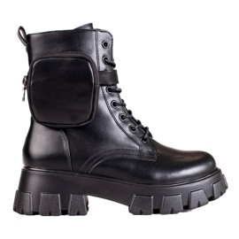 Crne ženske radnice na vezanje s torbom crna