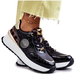 Ženske sportske cipele na Wedge GOE KK2N4085 crne smeđa crna zlatni