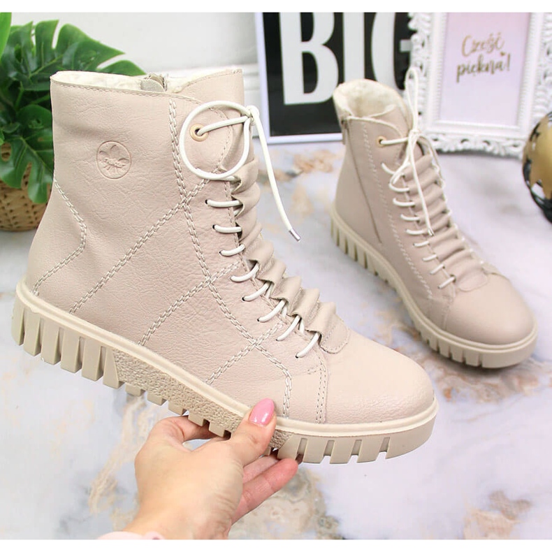 Ženske gležnjače s platformom Rieker Y3420-61 bež boje