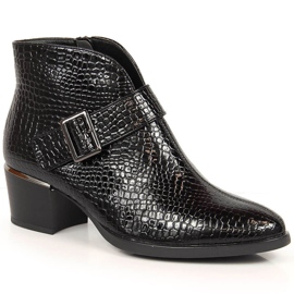 Lakirane čizme za žene izolirani crni krokodil Vinceza crna