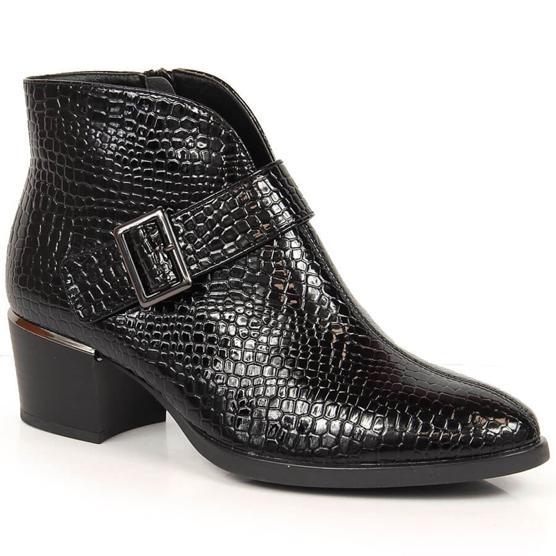 Lakirane čizme za žene izolirani crni krokodil Vinceza crno