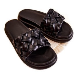 Ženske kožne pletene papuče crne Ravella crna