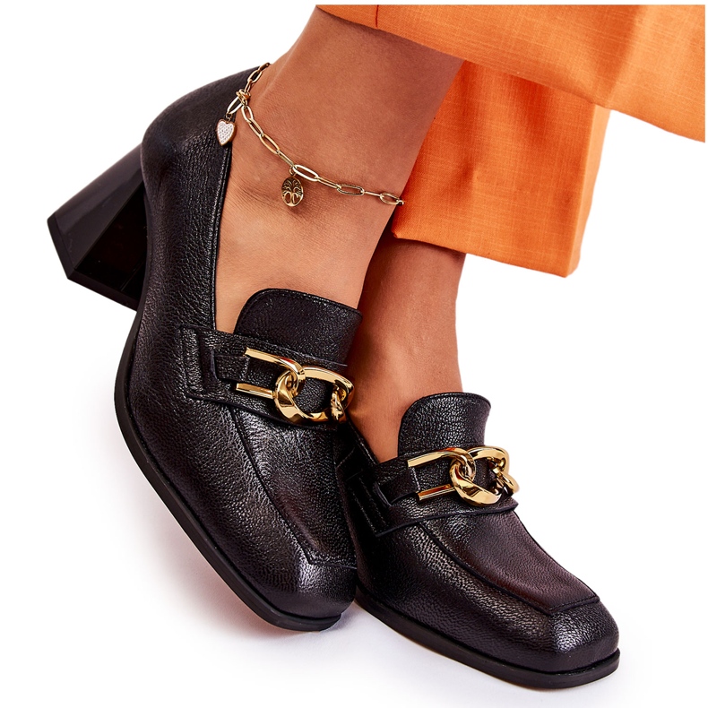 Kožne cipele s lancem Laura Messi 2515 crne crno