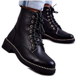 PG1 Ženske čizme s nitnama crne Rostill crna