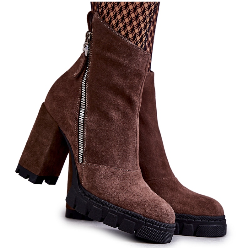 Modne antilop čizme na visoku petu Laura Messi 2509 smeđe smeđa