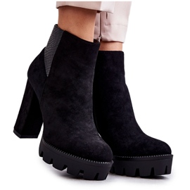 PG1 Ženske čizme na visoku petu od brušene kože crne Maricruz crna