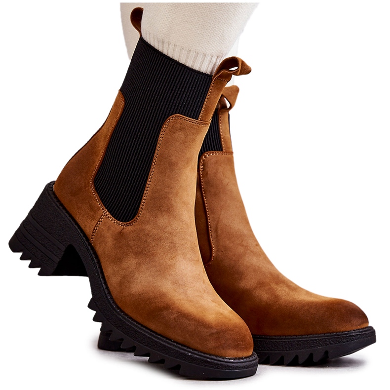 FE1 Ženske tople čizme na visoku petu Camel Abella smeđa