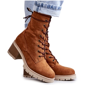 Ženske tople čizme na visoku petu Camel Julieta smeđa