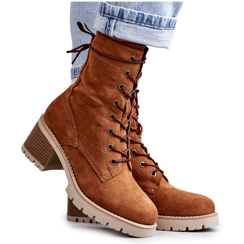 Ženske tople čizme na visoku petu Camel Julieta smeđa