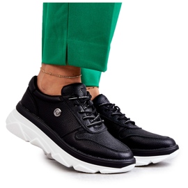 Vinceza Ženske crne kožne sportske cipele Camrose crna