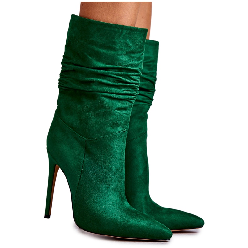 FS1 Ženske naborane čizme Green Laguna zelena