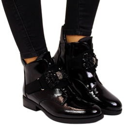 S.Barski Ženske izolirane lakirane čizme s crnom mašnom S. Barski