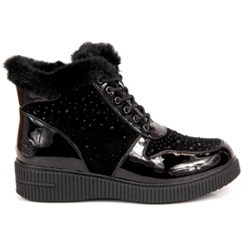 Crne kožne čizme na platformu izolirane kožom Rieker 93312-00 crno