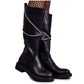 FS1 Ženske crne čizme s ukrasima Black Finlay crna