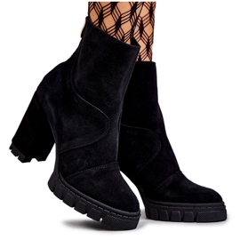 Crne čizme od brušene kože na petu Elia crno