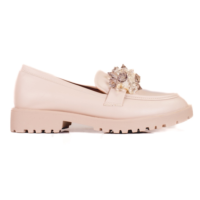 Shelovet ženske natikače od brušene kože s bež kristalima