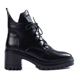 Vinceza Shelovet ženske čizme na vezice na crnom stupu crna