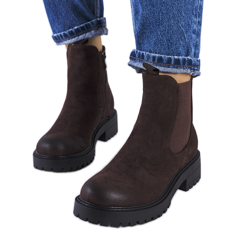 Smeđe Ecrin čizme od eko antilop kože smeđa