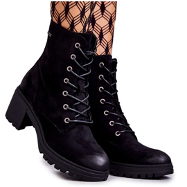 Vinceza Ženske čizme od brušene kože na petu crne Grethe crna