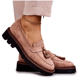 Vinceza Ženske cipele od brušene kože na bež unni platformi