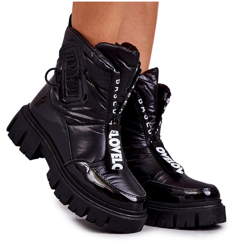 PM1 Ženske crne tople čizme za snijeg s patentnim zatvaračem Marit crno