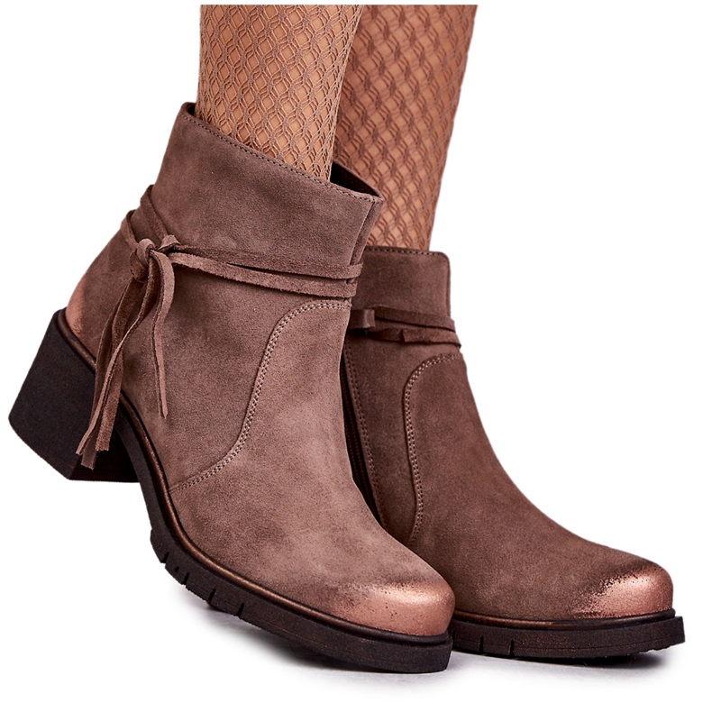 Ženske čizme od brušene kože Maciejka 05720-14 Svijetlosmeđe smeđa