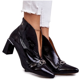 Kožne čizme na stup Maciejka Black 05262-01 crna