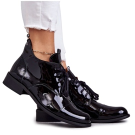 Lakirane čizme Čizme na vezanje Nicole 2781 crne crna