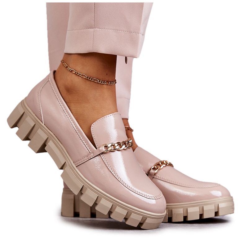 Sergio Leone Lakirane cipele s lancem Beige Anne bež