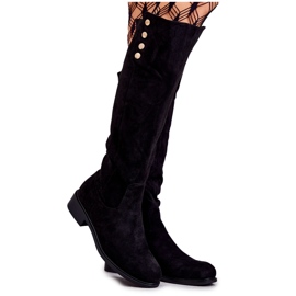 S.Barski Crne Laura tople čizme s ravnom petom od brušene kože crna