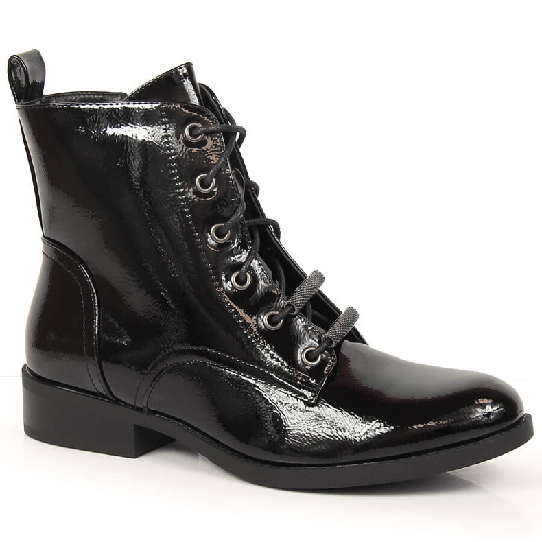 S.Barski Ženske lakirane, izolirane čizme s ravnom petom S. Bararski crno