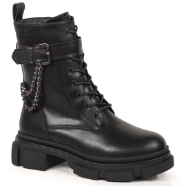 Crne kožne ženske torbe s lancem, grijane crne Big Star KK274486 crna