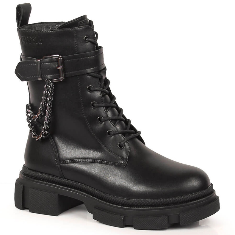 Crne kožne ženske torbe s lancem, grijane crne Big Star KK274486 crno