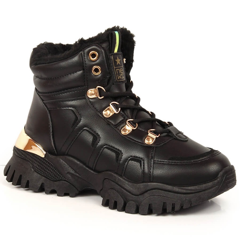 News Ženske čizme za snijeg s platformom i krznom crne NOVOSTI crno