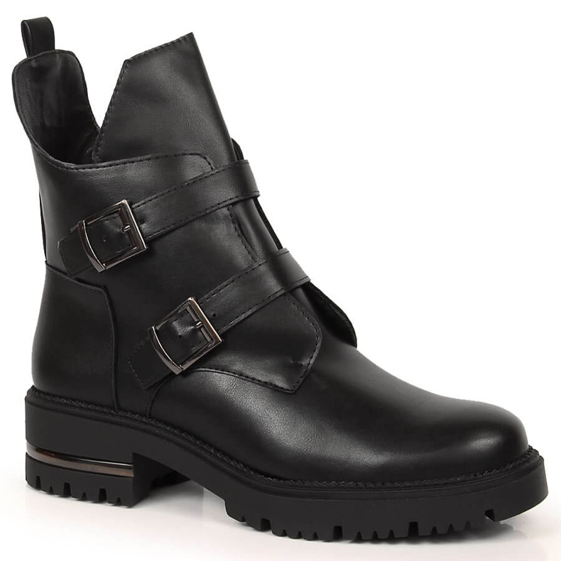Crne izolirane ženske čizme s kopčama Sergio Leone crno