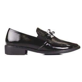 Ženski lakirani lordovi s ukrasom, crni crna