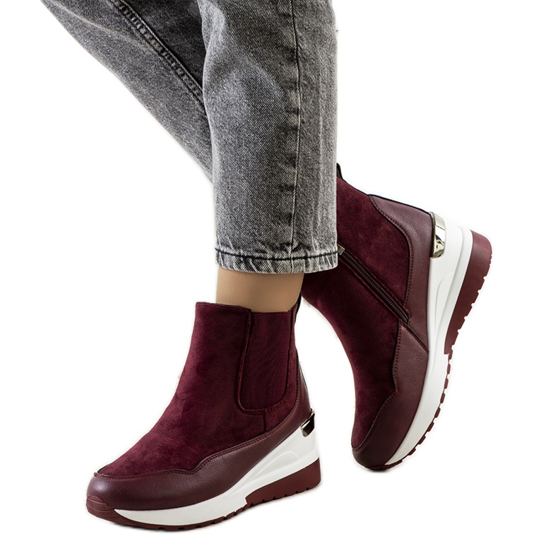 Kestenjaste tople čizme na klin Arkala bordo