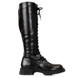 Ženske crne radne hlače Shelovet s visokom čipkom crna