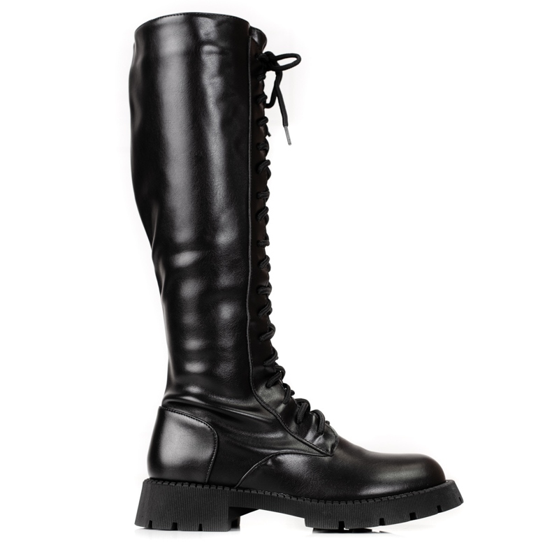 Ženske crne radne hlače Shelovet s visokom čipkom crno